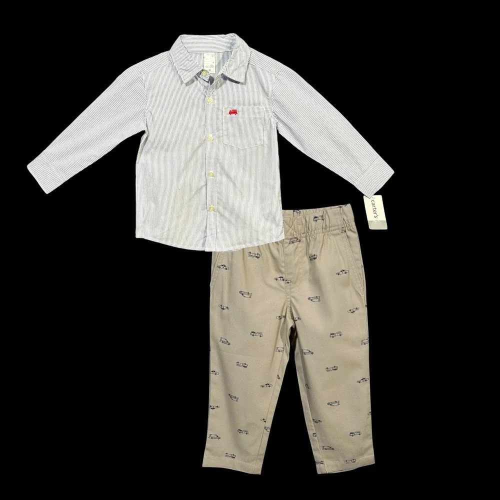 Carter's Toddler Boys Casual Pants & Shirt Outfit Set Size 5T Long Sleeves Top‎
